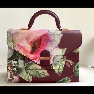 Ted Baker Floral Print Faux Leather Satchel NWT